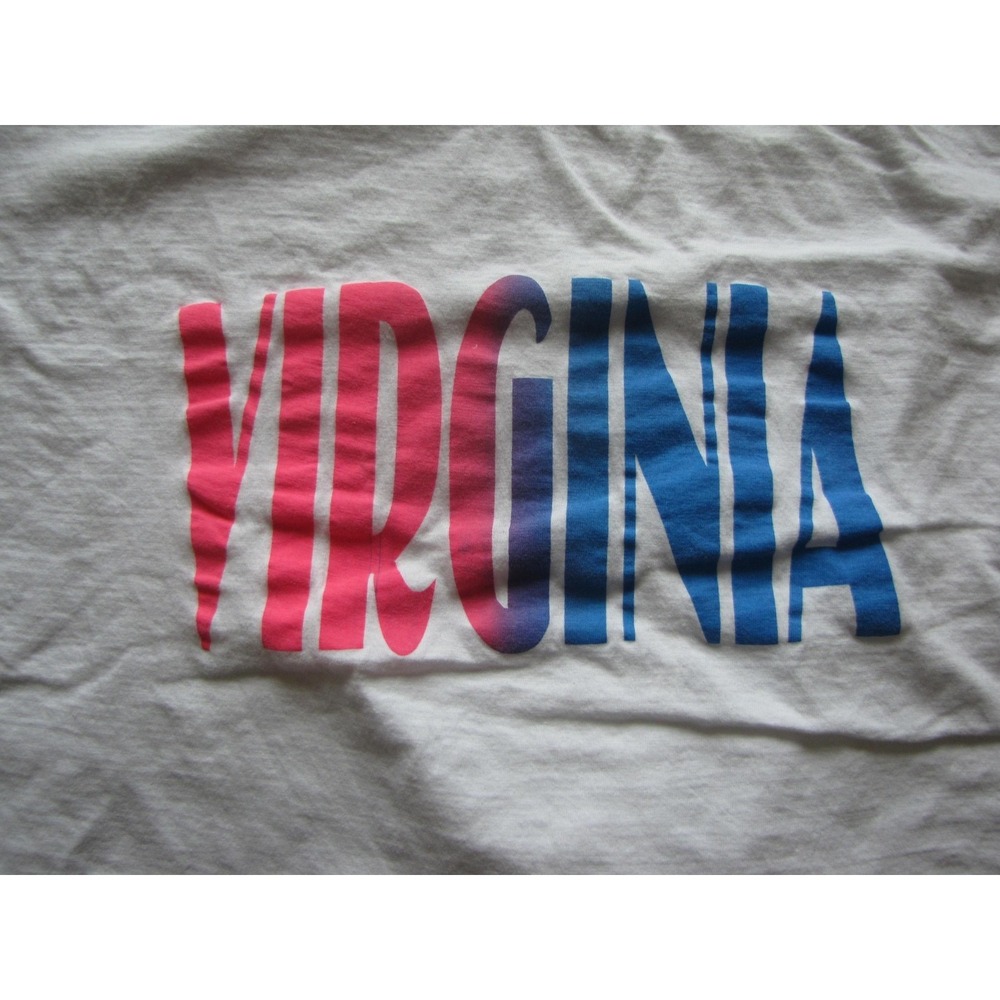 Vtg Virginia Shirt Mens XL White Vertical Ombre State Graphic T-Shirt Souvenir